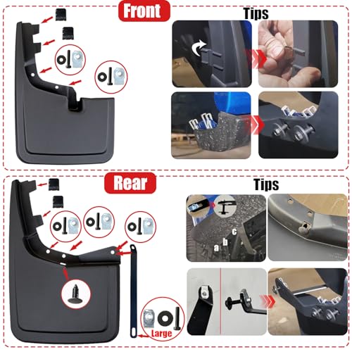Image of Mud Flaps for Ford F150 2021 2022 2023 2024 - No Drill Required All Weather Protection Front Rear Splash Guards for Trucks Pickup Fenders for Ford F150 2021-2024 Accessories