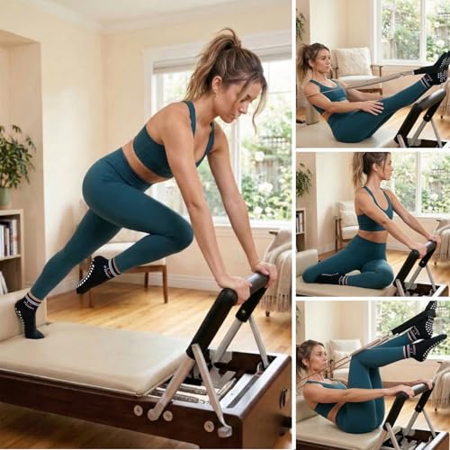 Image of Pilates Socks for Mother's Day,Women Pilates Heart Grip Socks Cuffs,Anti-Skid Cotton Grip for Ballet,Home,Studio 1Pair