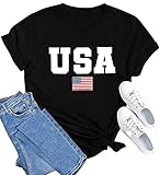MAIHUN American Flag Shirts for Women 4th of July T-Shirt USA Print Patriotic Shirt Stars and Stripes Tees