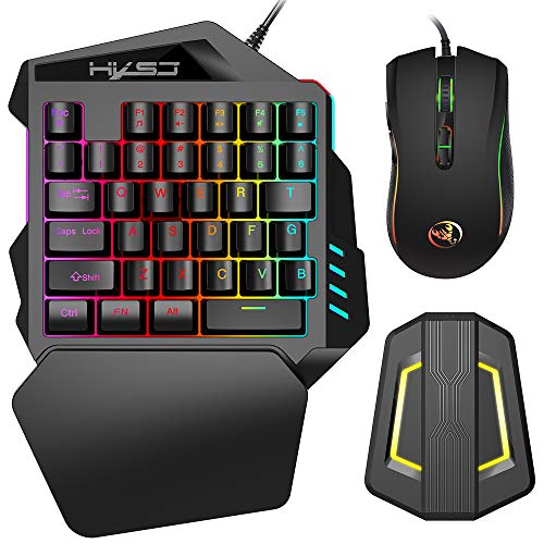 Image of A869 Wired RGB Ergonomic Gaming Mouse V100 35 Keys Single-Hand Gaming Keyboard P6 Portable Keyboard Mouse Converter Combo