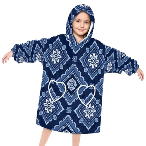 Wearable Blanket Hoodie for Kids, Glorious Aztec Fleece Sweatshirt Blanket Oversized Blanket Sweatshirt with Pocket Flannel Warm Hooded Blanket 6-10 Year Old Girl Boy Gift, One Size