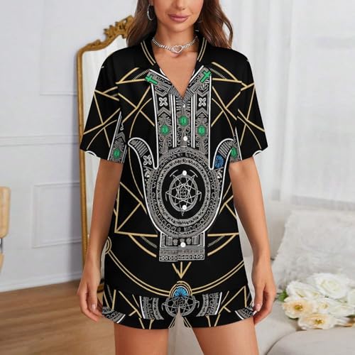 Supdreamc Women Cotton Pajamas, Short Sleeve Shirt and Full Length2