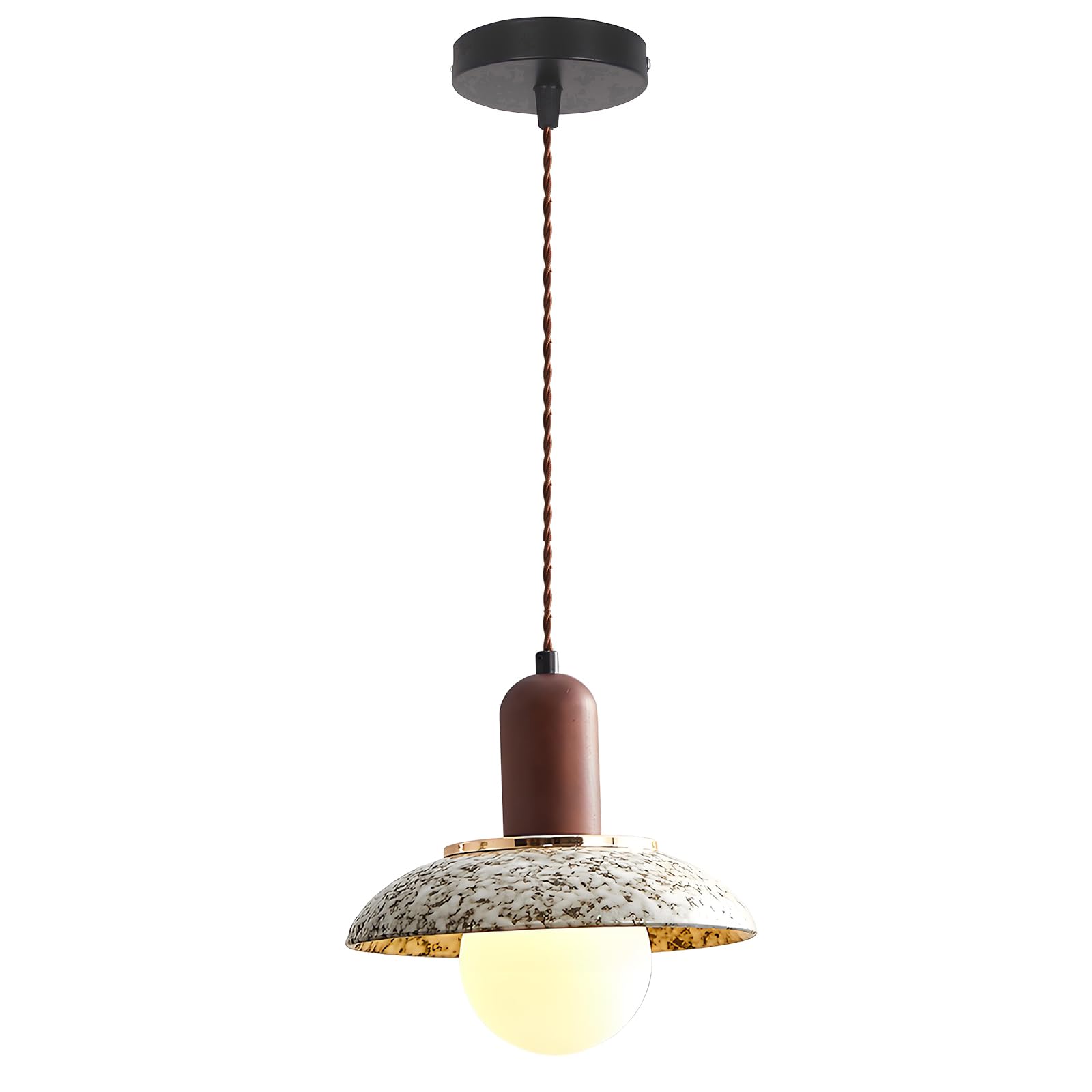 YNVIOZM 8.4" Mid-Century Small Pendant Light Vintage Ceramic Hanging Lamp Adjustable Hanging Cord Hanging Ceiling Lighting Fixture for Restaurant Bedside Bar Counter Cafe Bedroom