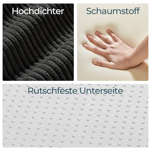 LINSY HOME Schlafsofa - Bodensofa Bed mit Pillow Back Support Armrest - Schlafsofa Klappbar 160 cm Breit- Compressed Sofa in Box - Cord Stoff für Wohnzimmer Schlafzimmer - Schwarz