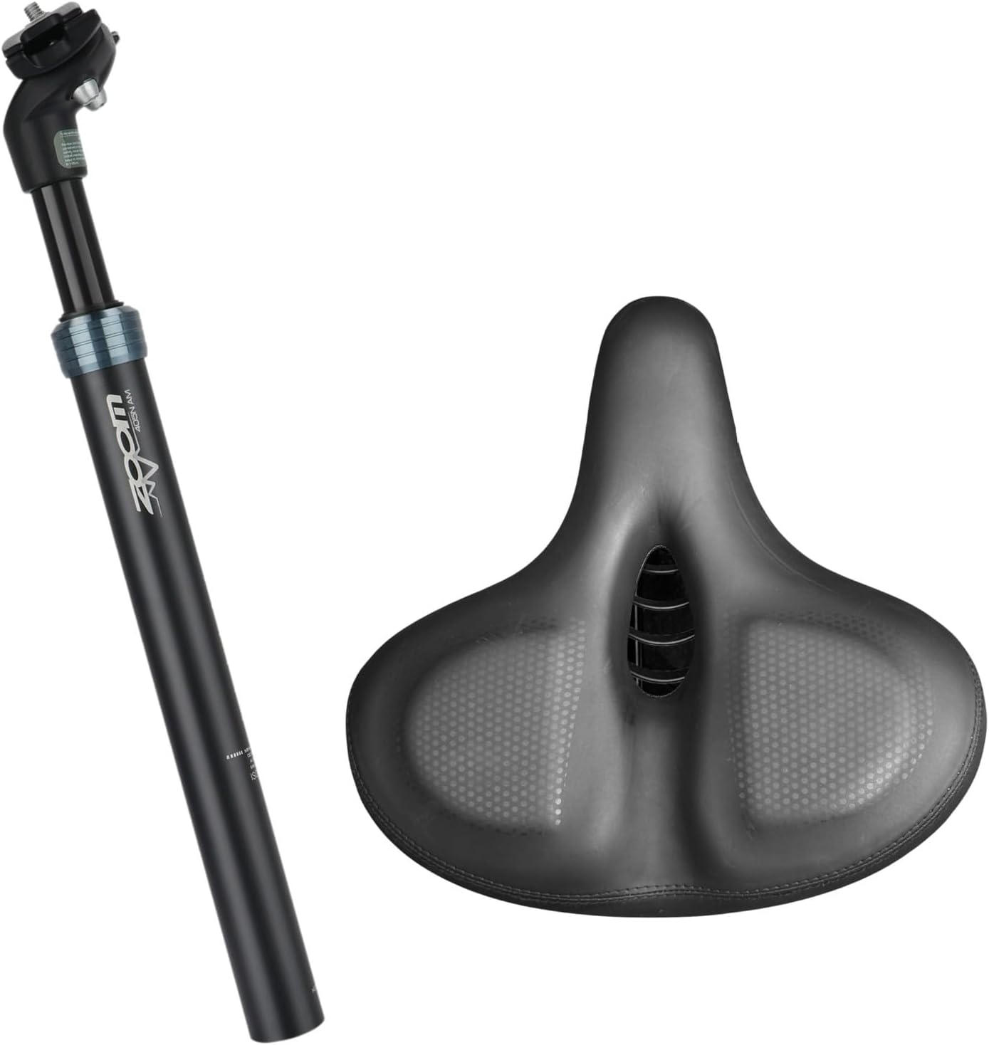Comfortable Bike Seat with Suspension Seatpost, Large Oversized Saddle, Upgrade for EBIKE - 27.2/30.4/30.9/31.6/31.8/33.9mm