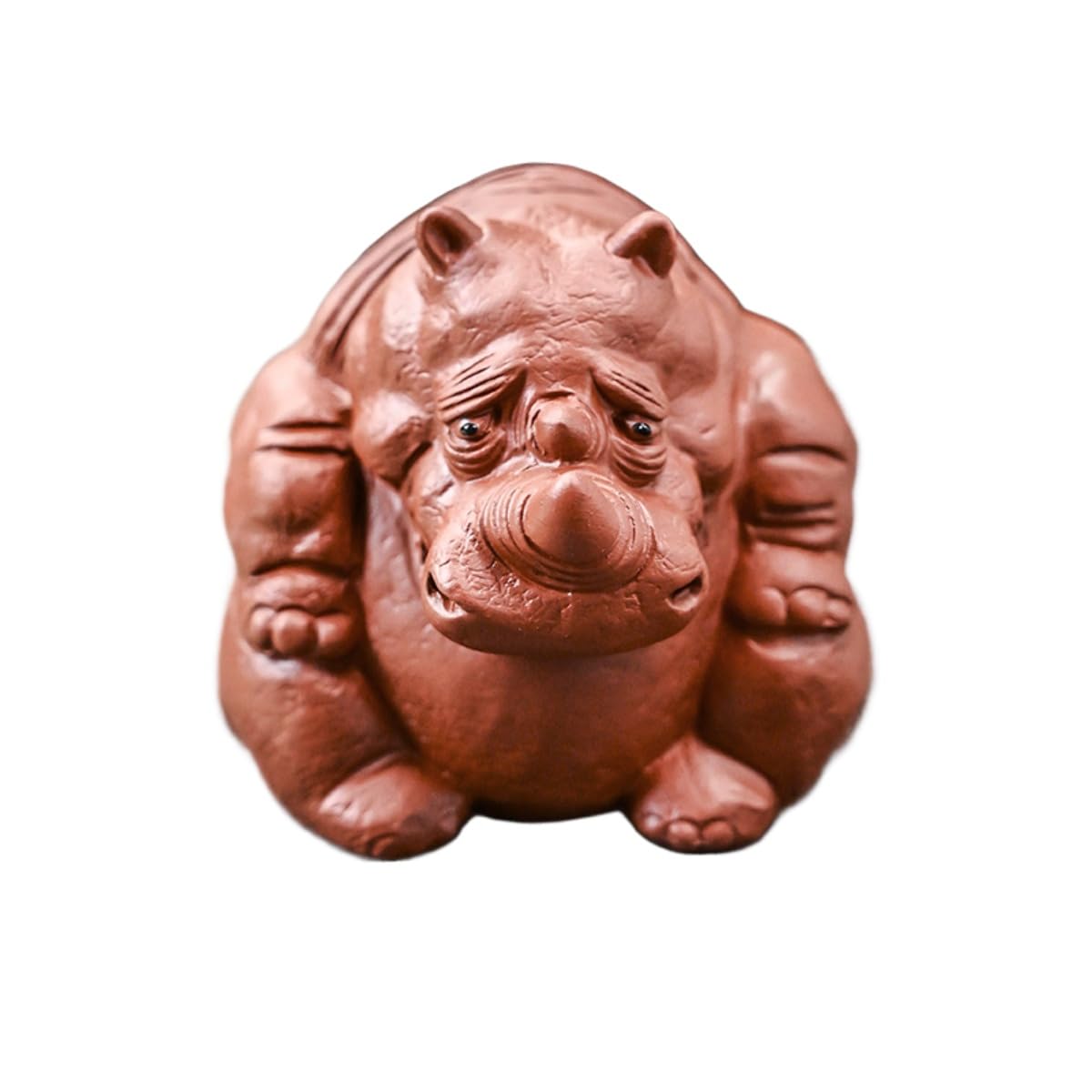 AOTTSD Purple Sand Rhino Statue, Tea Pet Mini Sculpture, Desktop Decor