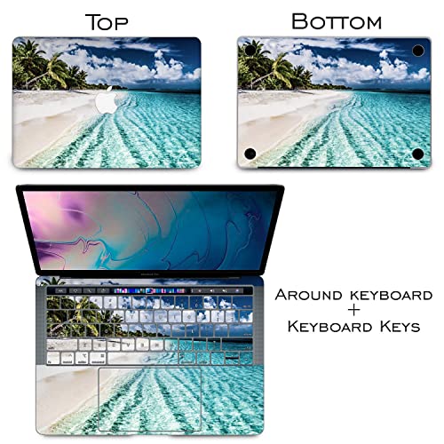 Cavka Vinyl Decal Skin Compatible For Macbook Pro 16 M1 Pro 14 2021 Air 13 M2 2022 Retina 2015 Mac 11 Mac 12 Laptop Nature Tropicals Ocean Design Sea Beach Sticker Print Blue Tree Palm Cover #TOP2