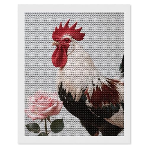 Kit peinture diamant coq rose idée cadeau loisir créatif adulte débutant 5D