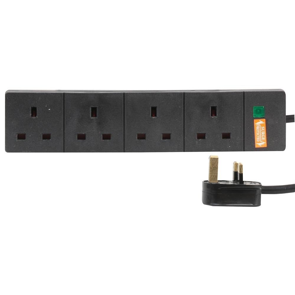 Surge Protected Extension Trailing Lead - Black/White Multi Plug USB Power Cable 2m 6 Gang Switched 2 USB Surge, White — view 5