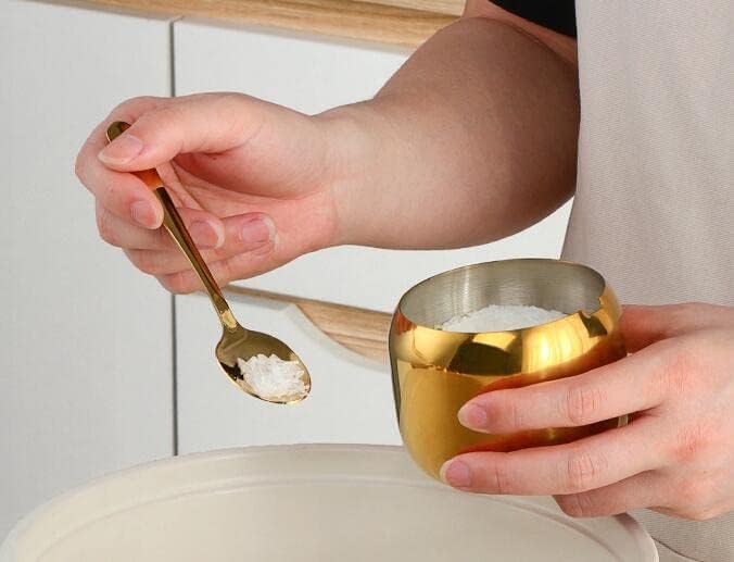 Miniatura 6 de 123Arts Azucarero de acero inoxidable con tapa y cuchara, contenedor de azúcar para especias de café y sal