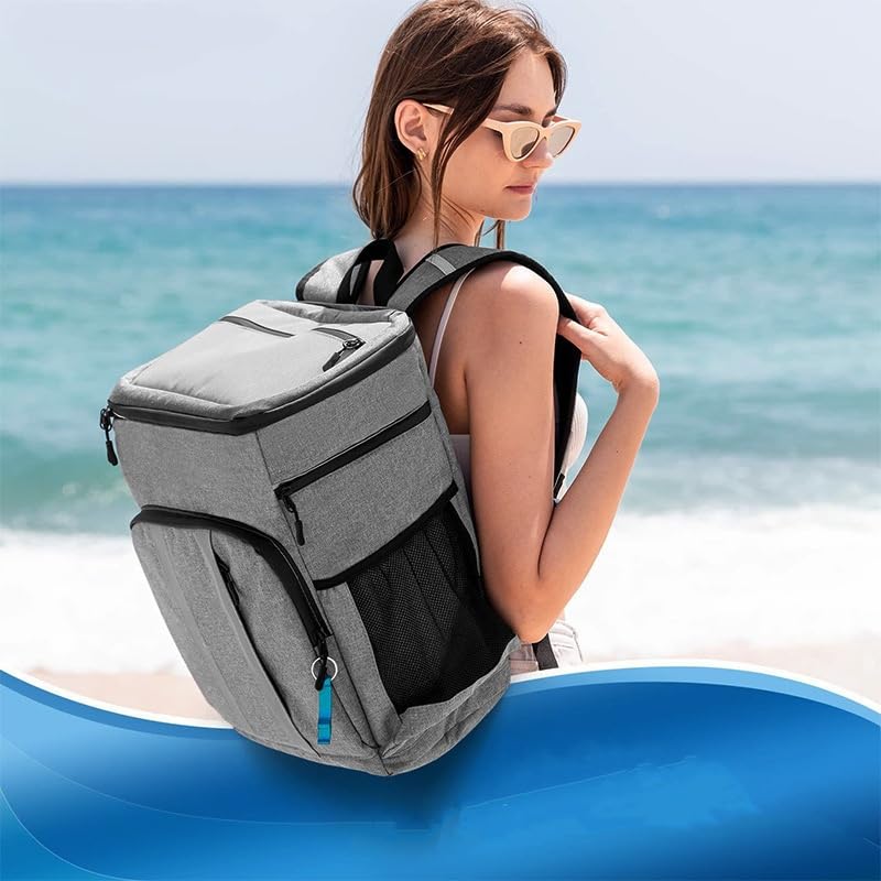BRAVECOW Zaino refrigerante, isolato, a prova di perdite, portatile, per esterni, per 24 ore, picnic, contiene 54 lattine/4 bottiglie di vino, grande capacità, escursionismo, campeggio