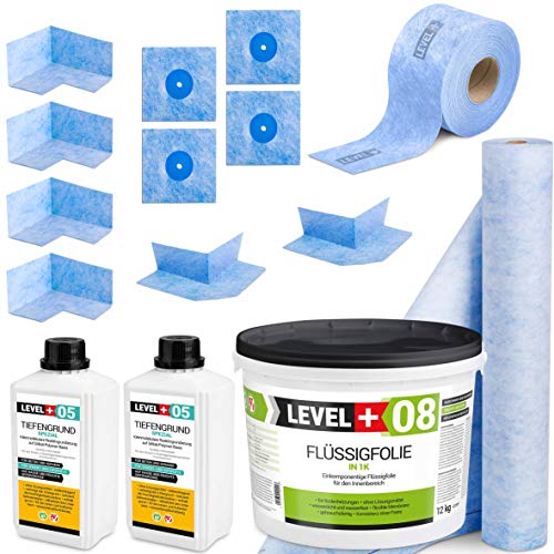 Kit d'étanchéité pour douche de salle de bain 12 kg de film liquide, 4 coins intérieurs, 2...