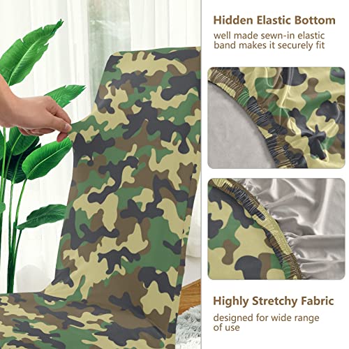 Jumbear Camouflage Dining Chair Covers Set Of 4, Stretch Washable Removable Parsons Chair Slipcovers For Kitchen, Dining Room, Hotel, Home Decor #TOP3