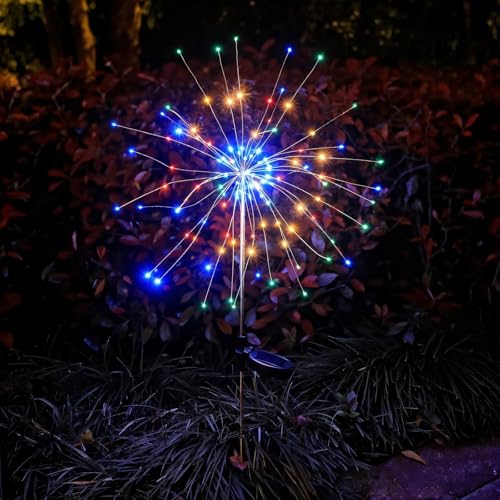 Luces solares para jardín tipo diente de león con poste de acero y dos modos 4