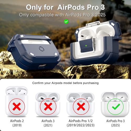Image of RFUNGUANGO AirPods Pro 3 Case MagSafe Magnetic Automatic Lock, Blue