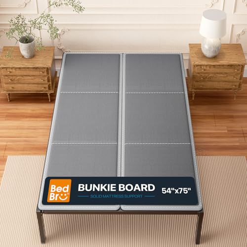 BedBro Bunkie Board Full 10mm (54 x 75) Gray Under Mattress Support Anti-Sag & Noise-Free Breathable Low Profile Bed Board for Metal Frame Slatted Beds& Platform