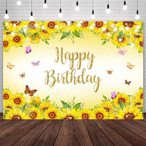 Toile de fond de photographie d'anniversaire pour photobooth printanier avec fleurs jaunes
