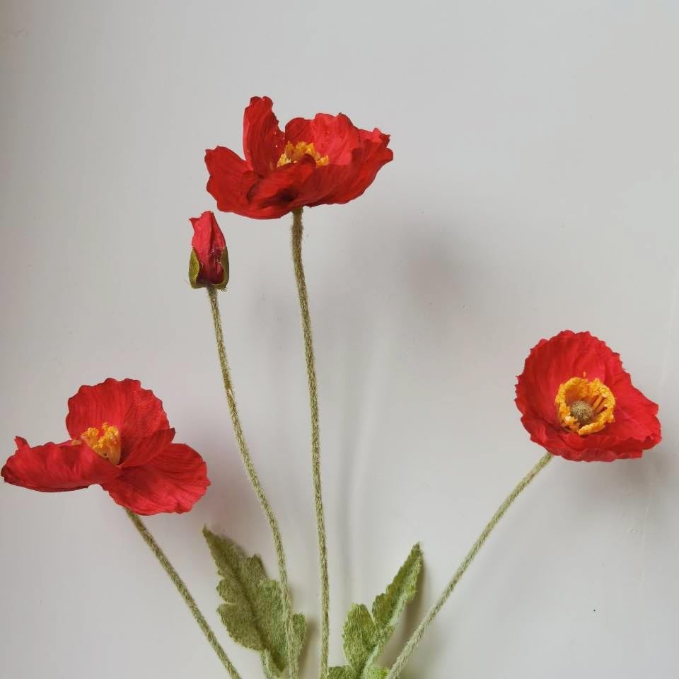 3 Bundles of 22 inches Tall Red Poppy Flowers Artificial,Ranunculus Artificial Flowers,Faux Flower Stems for Wedding,Party, Outdoor Indoor Decor Flower Arrangements for Table - Image 5