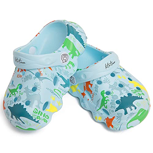 Knemksplanet Boys Girls Dinosaur Clogs Cute Cartoon Toddler Clog Shoes Little Kids Slippers Slip On Lightweight Beach Pool Sandals Sky Blue #TOP7