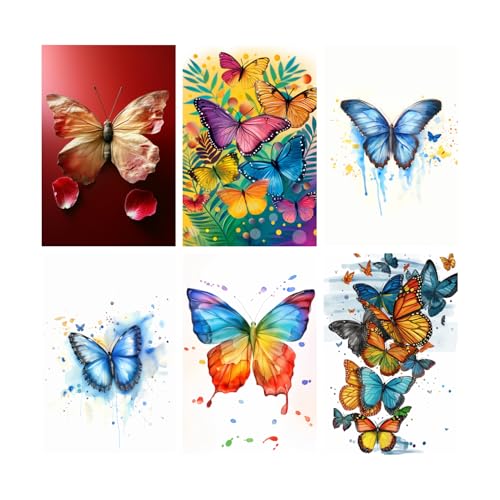Image of SiddArtify Vibrant Butterfly Art Print Set - Sticker - 8x12 Inch - Pack of 6 Wall Room Decoration art Poster Prints