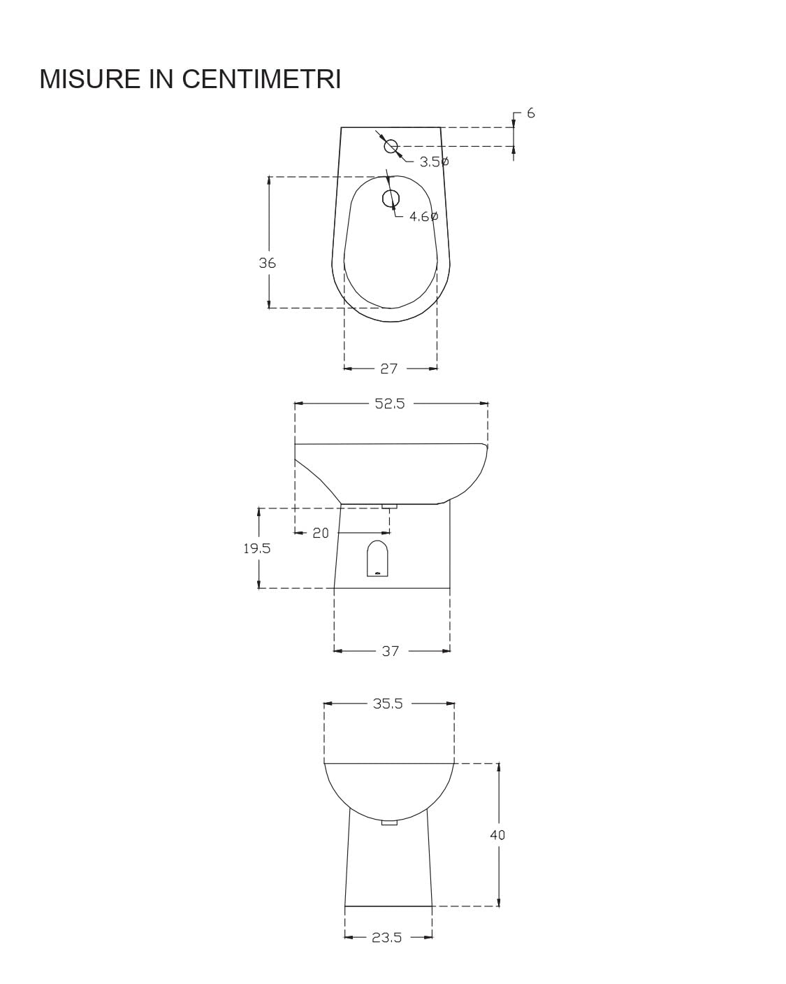 Bidet a terra tradizionale in ceramica colore bianco 40 cm - Magic