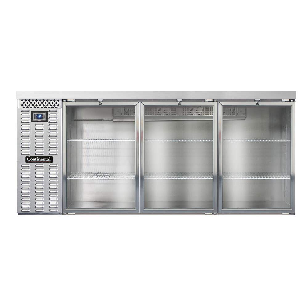 Continental Refrigerator BBC79S-SS-GD Three Section Glass Door Refrigerated Back Bar Cooler, 79