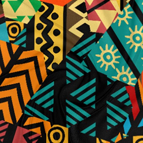 Colored African Motifs Square Silk Hair Scarf for Women, Lightweight Summer Head Scarf for Girls Wedding Travel Yoga Handkerchief Shawl Sunscreen Scarves Hair Accessories 23.6 Inches3