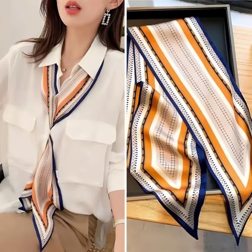 Image of Head Hair Scarf for Women,Silky Long Headscarf Purse Bag Scarfs for Handbag Fashion Satin Neck Scarves Accessories