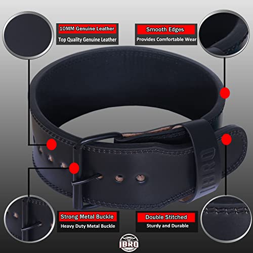 Ibro Single Prong Powerlifting Gym Belt – Power 10Mm Extreme Heavy Duty Genuine Leather Belts - Squat Deadlift Bodybuilding Weight Lifting Ipf Power Lifting Strongman For Men 10Mm All Black L #TOP1