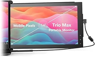 Mobile Pixels Trio Max Portable Monitor, The On-The-Go Dual-Screen Laptop Monitor, 14" Full HD IPS Display, USB A/Type-C, Plug and Play, Sleek Design (1pc 14" Trio Max)