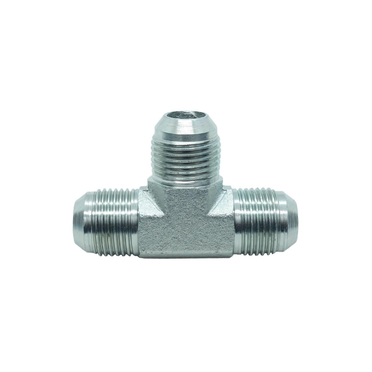 1 Piece Hydraulic 5/8" JIC (7/8"-14) 37° Flare Union Tee, JIC Male x JIC Male x JIC Male T Adapter Steel Plated