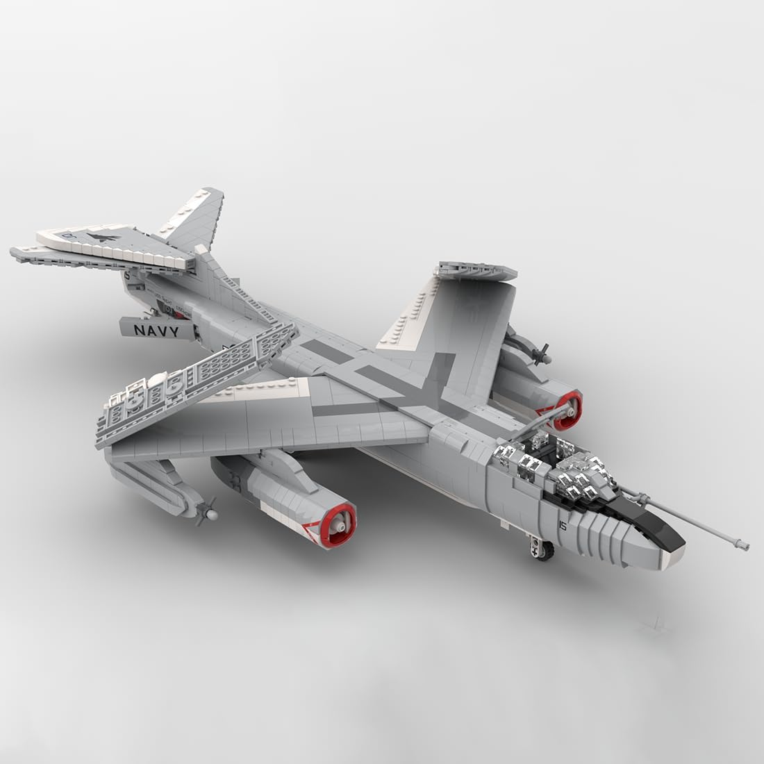 1/35 Scale Aircraft Military Model, MOC-151490 1/35 EA-3B SkyWarrior Strategic Bomber Building Blocks Set, Openable Cockpit, Foldable Landing Gear and Wings(2092PCS)