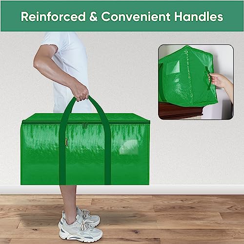 Image of BALEINE 6-Pack Oversized Moving Bags with Reinforced Handles, Heavy-Duty Storage Tote for Clothes, Moving Supplies (Light Green, 6-Pack)