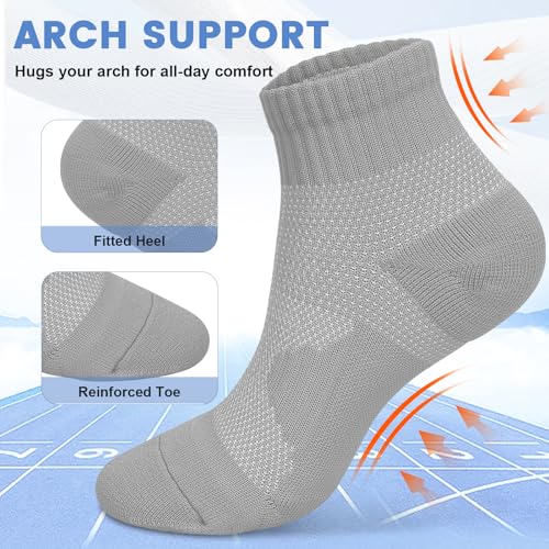Image of DHSO 7 Pairs Cushioned Ankle Compression Socks for Women Running Wicking Socks with Arch Support