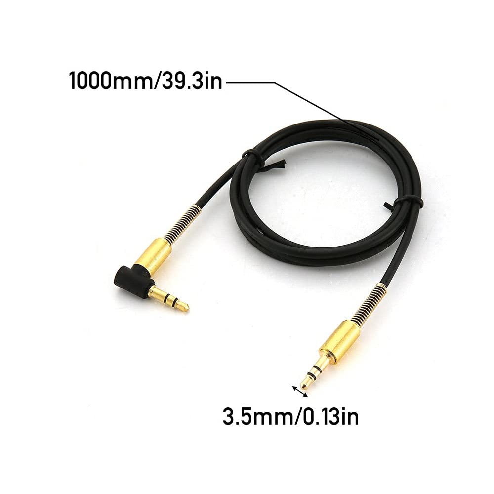 Câble audio mâle vers mâle avec prise jack stéréo 3,5 mm - Angle droit de 90 degrés - Câble à ressort