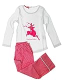 weiß - pink Louis & Louisa Kinder Pyjama Schlafanzug Hirschönschlafen Gr. 92-98 weiß/Pink Vichy