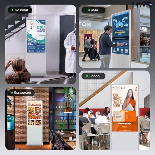 JIYANG 43 Inch Digital Signage Display Kiosk, Indoor Floor Standing LCD Advertising Display with Android Media Player, HDMI/USB/WiFi Input Auto Split Screen(White) - image 9