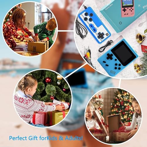 YELLAMI Handheld Game Console, Retro Game Console with 400 Classic FC Games 3.0 Inch Screen 1020mAh Rechargeable Battery Portable Game Console Support TV Connection & 2 Players for Kids Adults（Blue） - Thumbnail 7