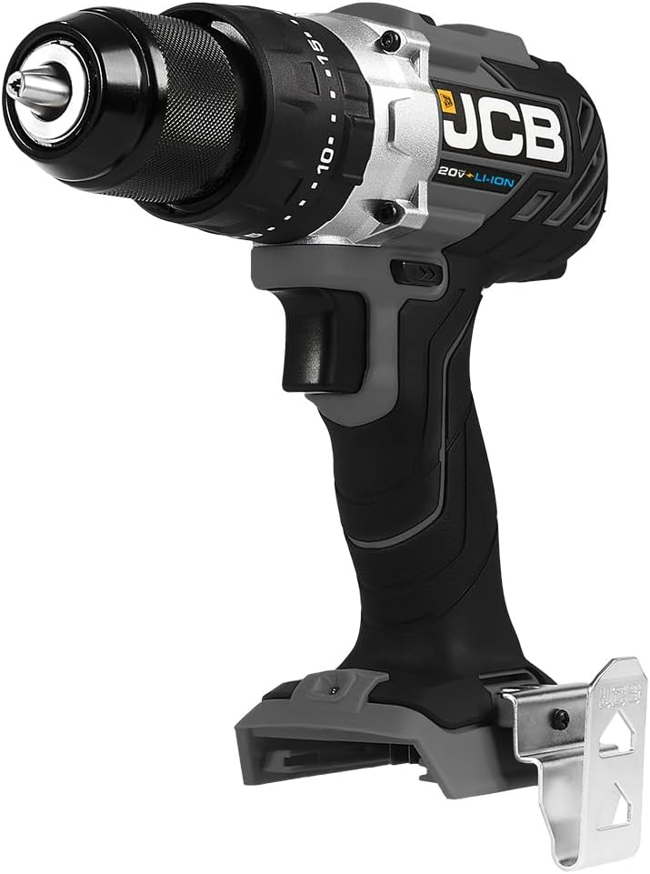 JCBTools - JCB 20V Cordless Brushless Hammer Drill Driver Power Tool - Variable Speed - No Battery - For Home Improvement, Concrete and Masonry Drilling, Screw Driving, Drill or Hex Bits - Bare Unit