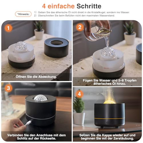 Diffuseur d'aromathérapie design flamme et projection étoilée - 7