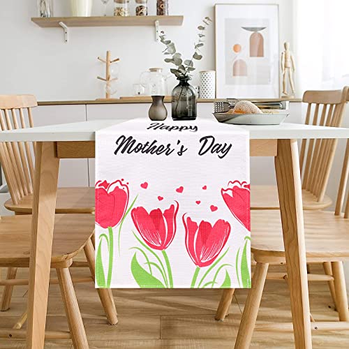 Attgreat Summer Table Runner 108 Inches Long Farmhouse Style Watercolor Printing Tulip Table Cloth For Home Kitchen Dinner Decoration #TOP6
