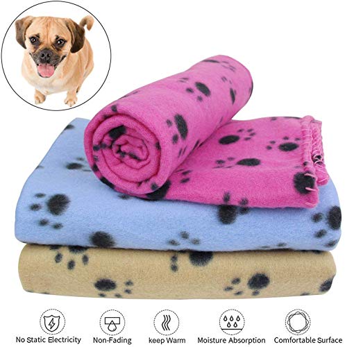 YIQI Haustierdecke für Hund/Katze, weich, Schondecke, Winterdecke, Hundedecke Fleece, Katzendecke Tierdecke Liegedecke Pfötchen Matte Farbe zufällig (60 x 70 cm)