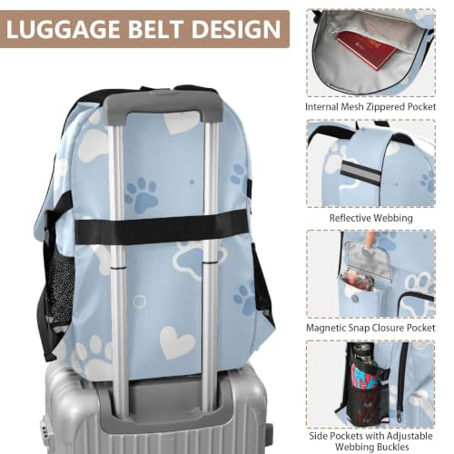 Mochila de viaje de huellas de perro azul para universidad 4