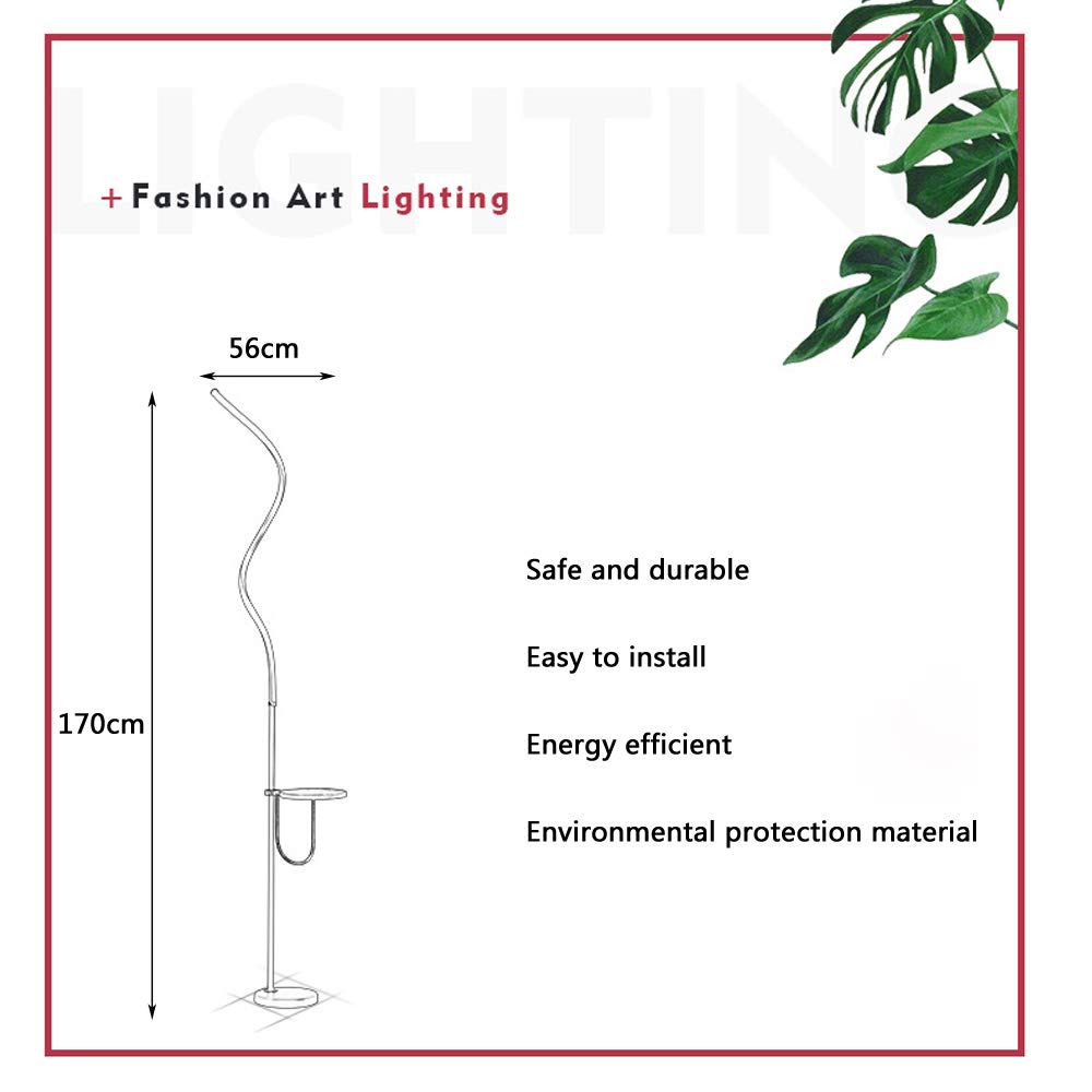Lampada da Terra a LED, Lampada da Terra Nera con Ripiani in Legno, Interruttore a Pedale, Base in Ferro, 23 W, Lampada da Terra Decorativa in Metallo