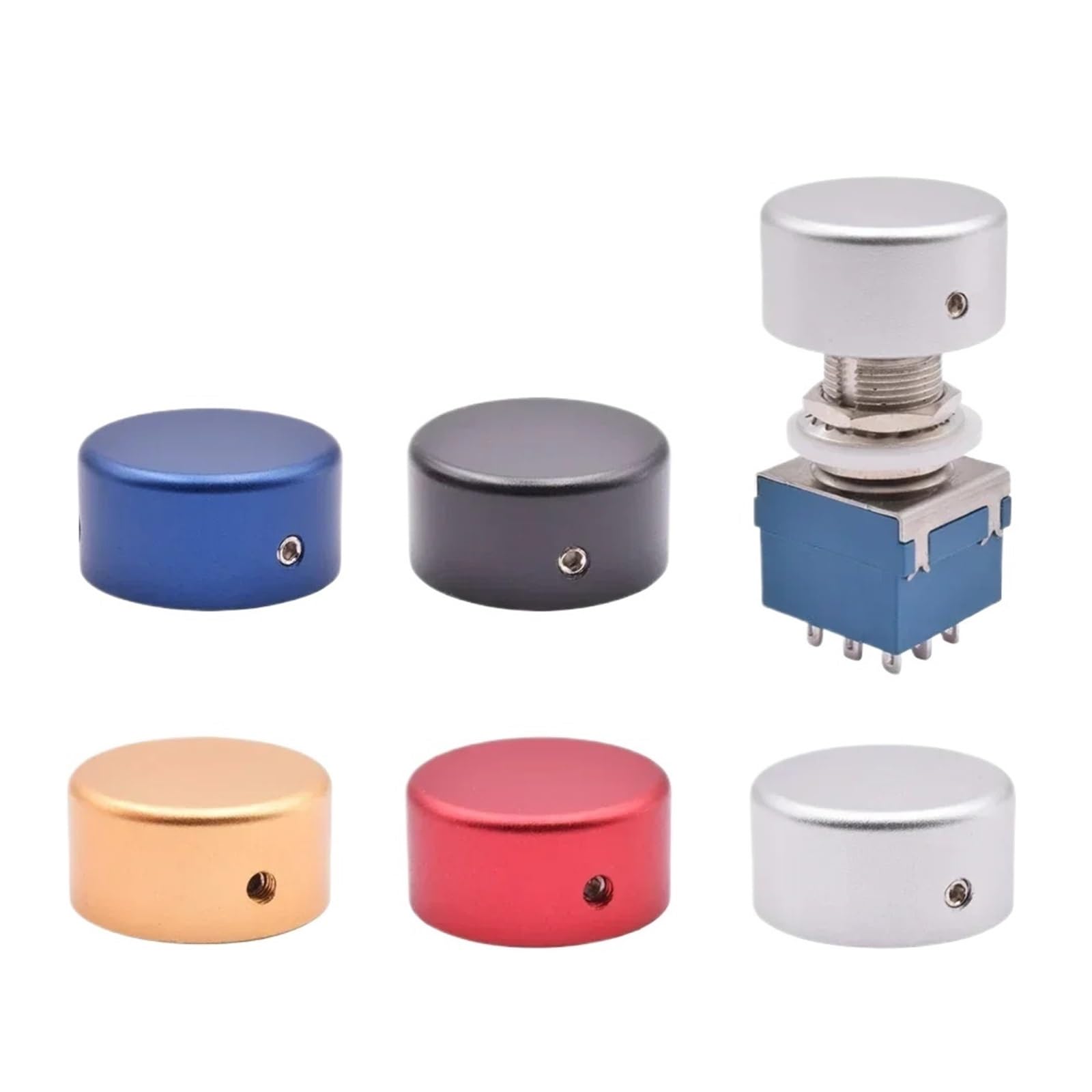 5/10pcs 9-Pin 3PDT Stomp Foot Switch Latching Guitar Effect Pedal Footswitch Nail Cap Red Blue Gold Black Alloy Protection Cover IINKUEYK(5PCS Blue Cap)