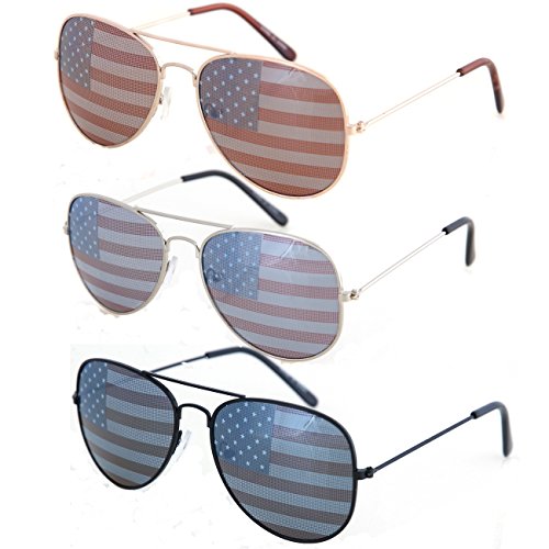 Image of Aviator USA America American Flag Sunglasses - Great Accesory for 4th of July