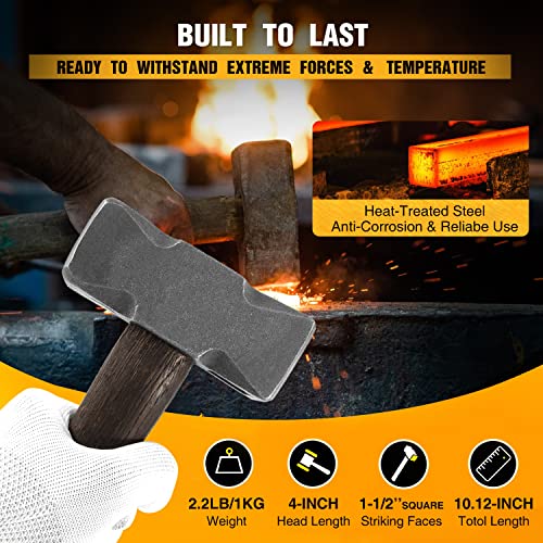 Sixcow 2.2BDZFXCZ-US-1 Blacksmith 2.2Lb Handmade Square Forge Hammer thumb #4