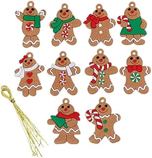 BLBK 10 Pcs Gingerbread Christmas Decorations, Gingerman Man Ornaments, Christmas Gingerbread Hanging Ornament for Holiday Season Garden Office Coffee Bar Decor, Assorted