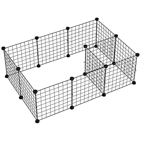 HomeSailing EU 12 pieces DIY Pet Fence Metal Wire Pet Playpen Play Yard Fence for Small Pets Indoor Outdoor Cage Cover