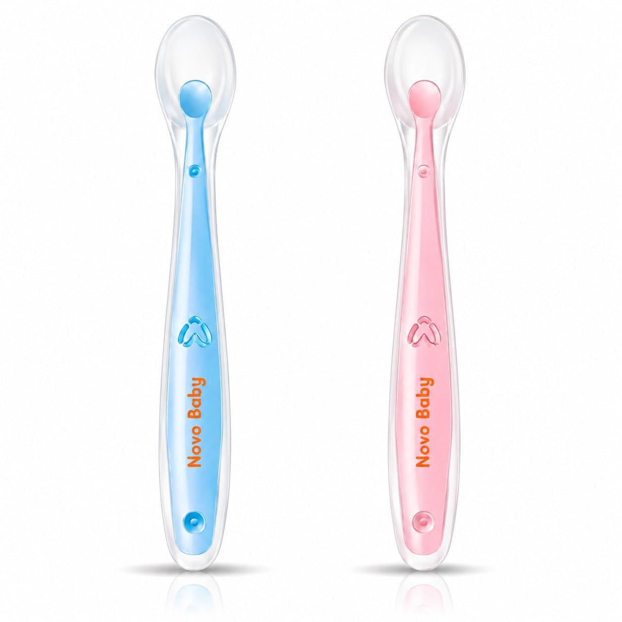 Novo Baby Silicone Spoon for Baby | Set of 2 Feeding Spoons with Ultra-Soft 100% Food-Grade Silicone Tips, BPA-Free Utensils for Baby Weaning, Ideal for Infants 4M+ (Pink & Blue)-image-30
